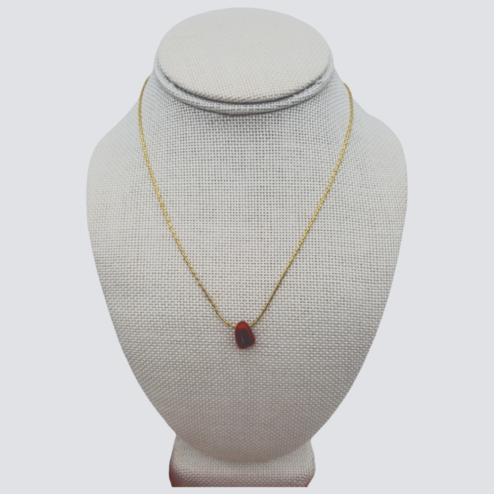 Madewell Stone Collection Carnelian Red Necklace Goldtone Chain and Extender